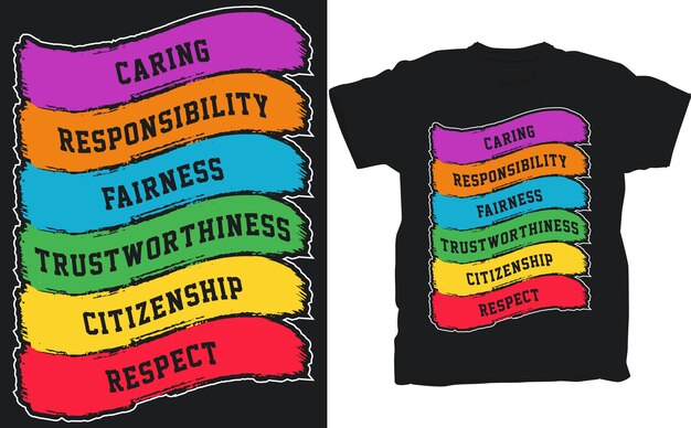 Vibrant Graphic Showcasing Core Values on T-Shirt Design | Jiffy Designs