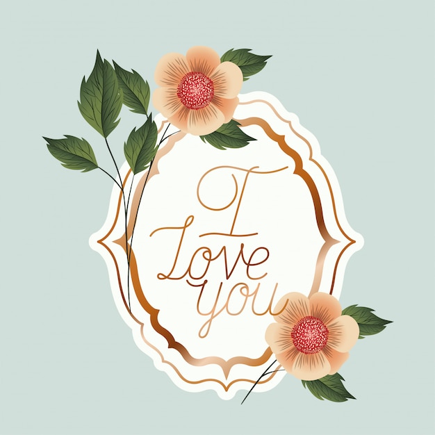Elegant Floral Frame with 'I Love You' Lettering | Jiffy Designs