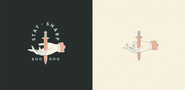 Stay Sharp: A Whimsical Dagger and Hand Illustration | Jiffy Designs