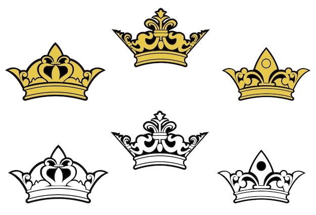 Ornate Crown Illustrations with Intricate Floral and Geometric Designs ...