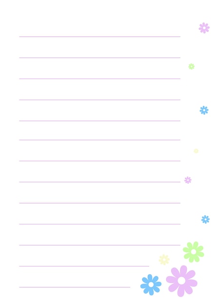 Colorful Floral Border on Lined Notepad Paper | Jiffy Designs