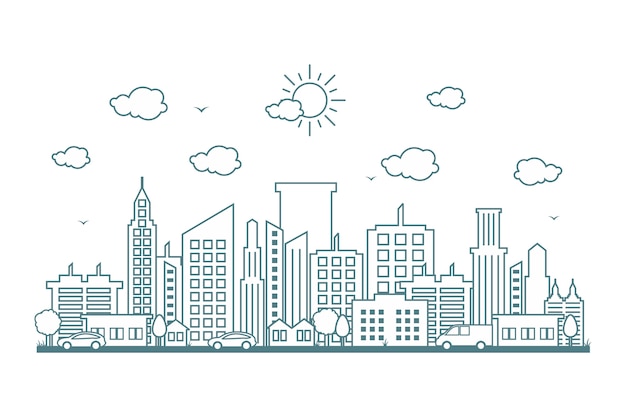 Whimsical Line Drawing of a Vibrant City Skyline | Jiffy Designs