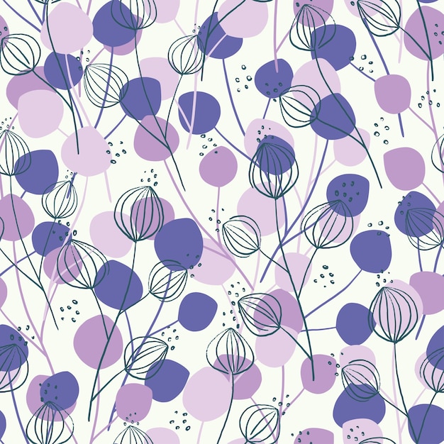 Whimsical Purple Floral Pattern with Stylized Blooms | Jiffy Designs