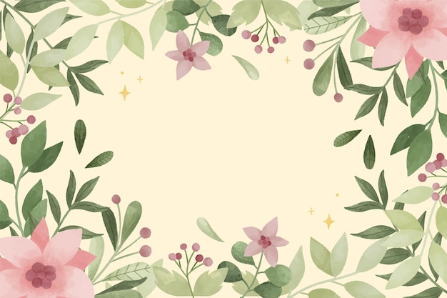 Delicate Floral Frame with Pink Blooms and Green Foliage | Jiffy Designs