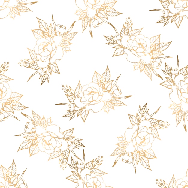 Elegant golden floral pattern with delicate leaf designs | Jiffy Designs
