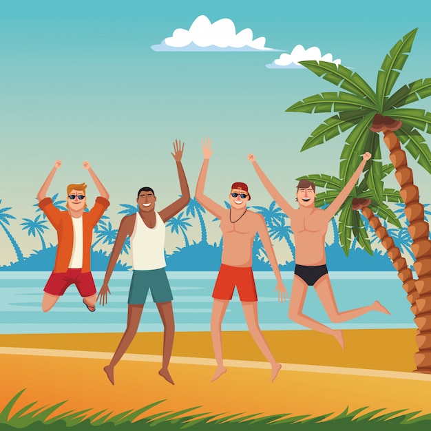 Joyful Friends Frolicking on Tropical Beach | Jiffy Designs