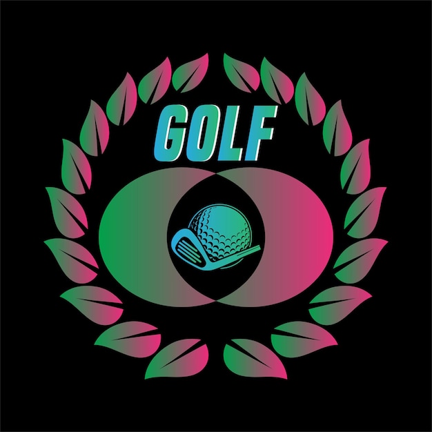 Vibrant Golf Emblem with Crossed Clubs and Laurel Wreath | Jiffy Designs