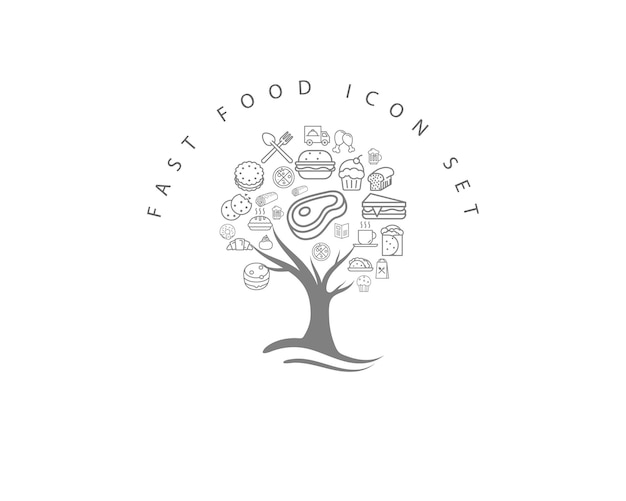 Stylized Tree of Delectable Food Icons | Jiffy Designs