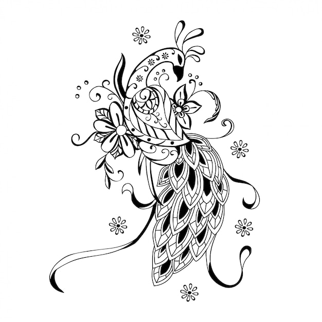 Elegant Winged Creature Amid Swirling Floral Patterns | Jiffy Designs