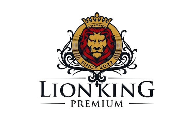 Majestic Lion King Premium Brand Emblem with Ornate Design | Jiffy Designs