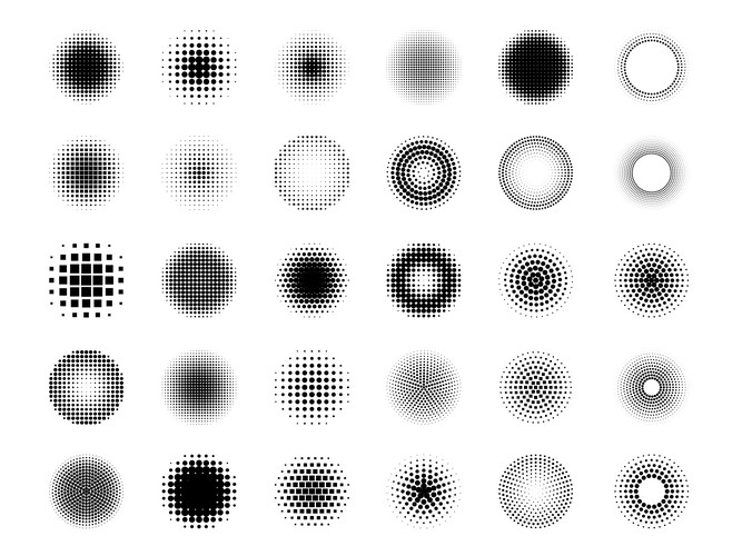Pop Art Shadows. Geometric Stylized Dots Textures For Comic Halftones ...