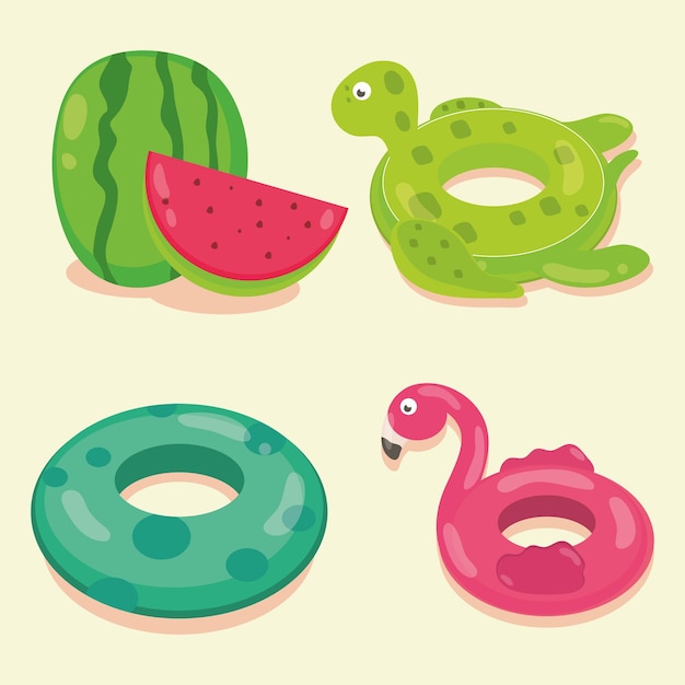 Vibrant Inflatable Pool Floats: Watermelon, Turtle, and Flamingo ...