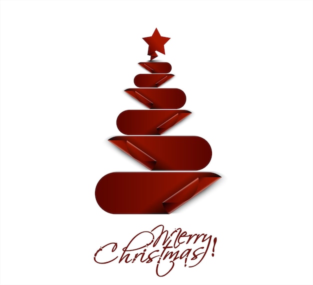 Minimalist Red Ribbon Christmas Tree with Star Topper | Jiffy Designs