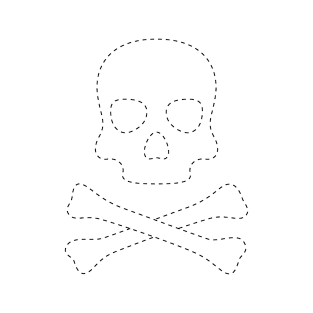 Minimalist Skull and Crossbones Symbol in Dotted Outline | Jiffy Designs