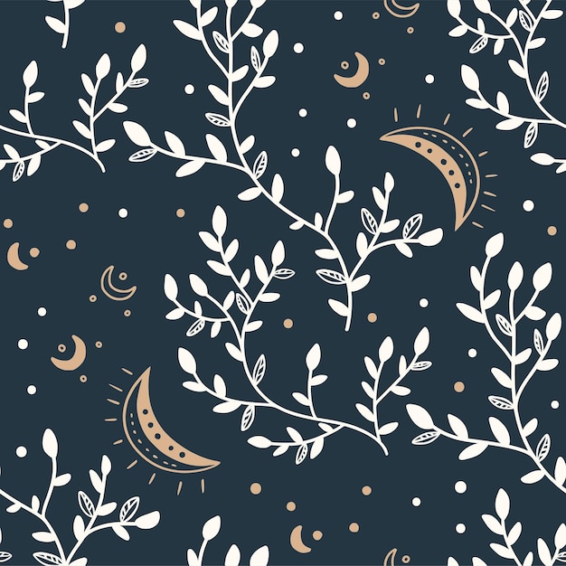 Enchanted Woodland Nightscape with Celestial Motifs | Jiffy Designs