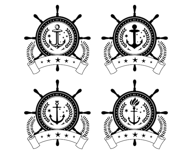 Nautical Insignia with Anchors, Ropes, and Decorative Elements | Jiffy ...
