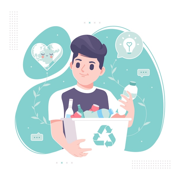 Young man recycling household items with care and concern | Jiffy Designs