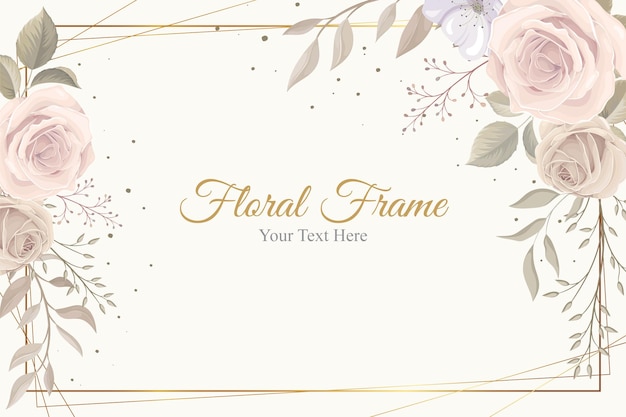 Elegant Floral Frame with Pastel Roses and Foliage | Jiffy Designs