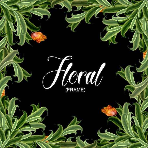 Elegant Floral Frame with Vibrant Greenery and Blooms | Jiffy Designs