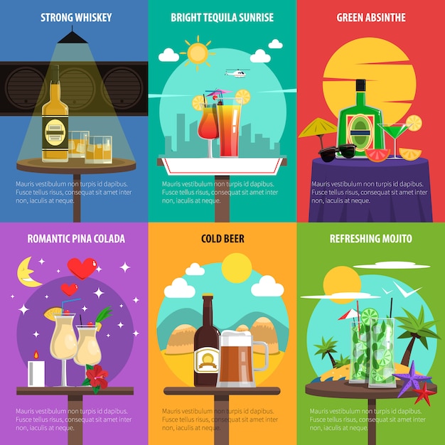 Diverse Collection of Vibrant Alcohol-Themed Illustrations | Jiffy Designs