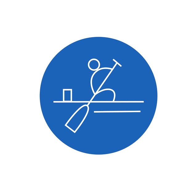 Minimalist Rowing Athlete Icon in Blue Circle | Jiffy Designs
