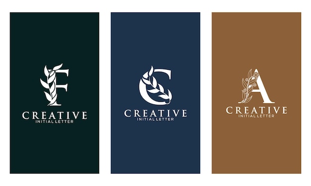 Elegant Monogram Logos with Stylized Leaf Motifs | Jiffy Designs