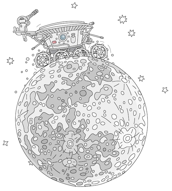 Whimsical Lunar Rover Exploring the Cratered Moon Surface | Jiffy Designs