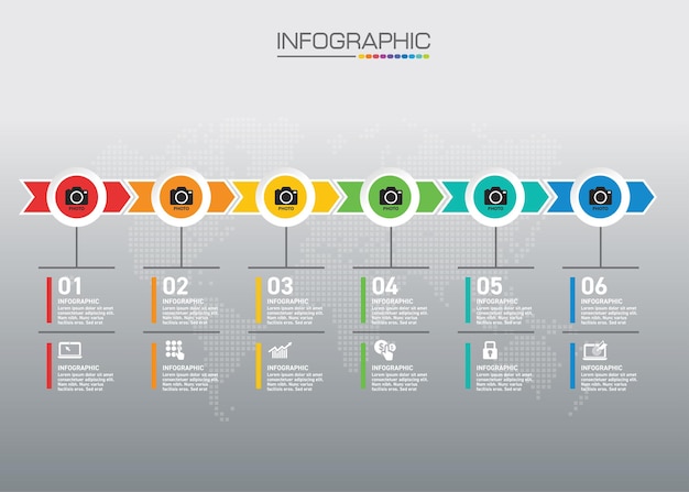 Vibrant Infographic Timeline with Colorful Camera Icons | Jiffy Designs