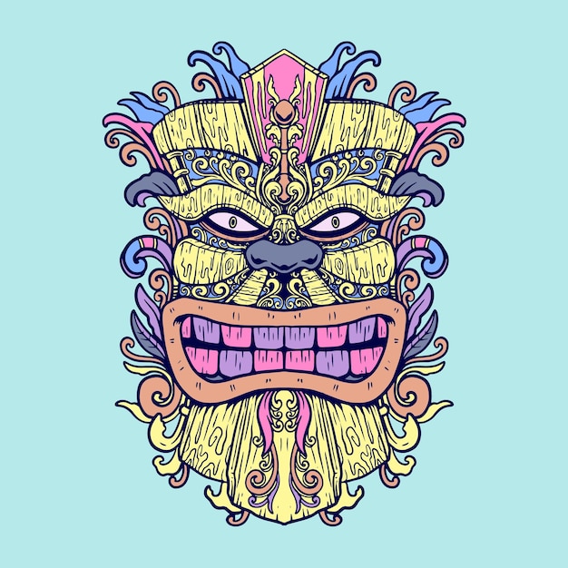 Vibrant Tiki Mask with Intricate Tribal Patterns and Designs | Jiffy ...