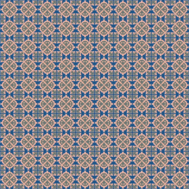 Elegant Geometric Mosaic Pattern in Shades of Blue and Tan | Jiffy Designs