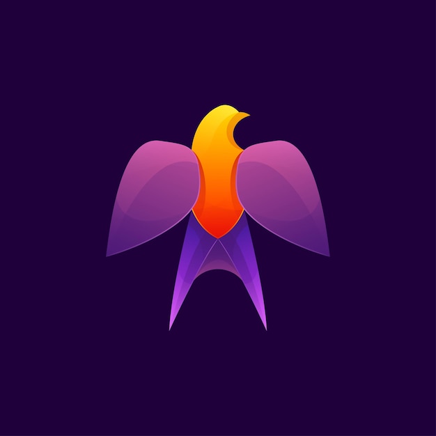Vibrant Winged Emblem on Regal Purple Background | Jiffy Designs