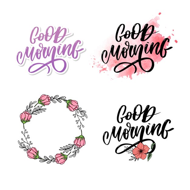 Vibrant Floral Wreath and Uplifting 'Good Morning' Lettering | Jiffy ...
