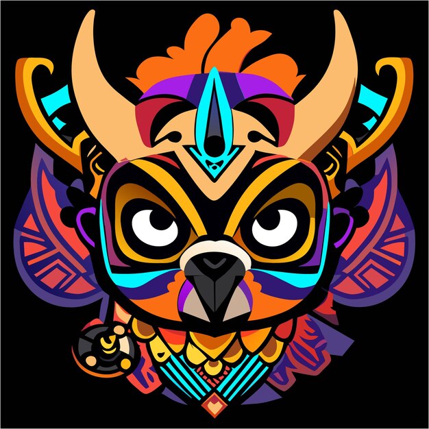Vibrant Tribal Owl Mask with Intricate Patterns | Jiffy Designs
