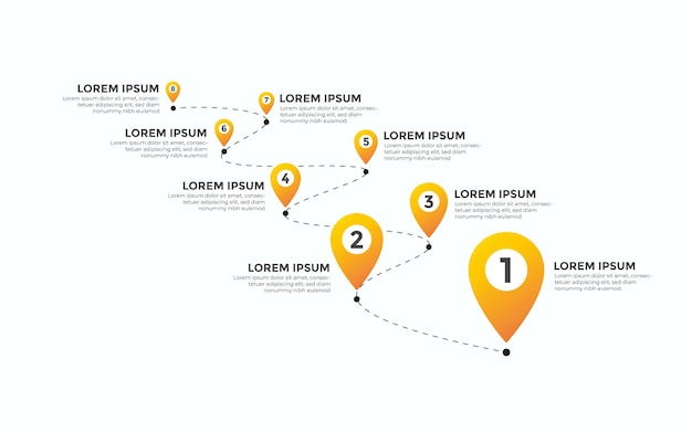 Interconnected Locations on a Minimalist Map with Numbered Markers ...