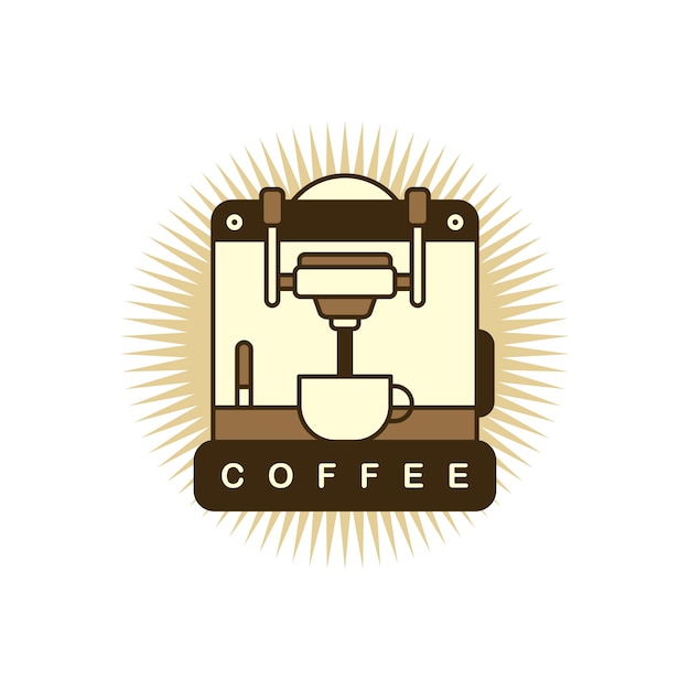 Iconic Coffee Maker Emblem with Radiant Sunburst | Jiffy Designs