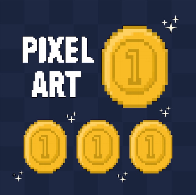 Vibrant Pixel Art Coin Design with Shimmering Stars | Jiffy Designs