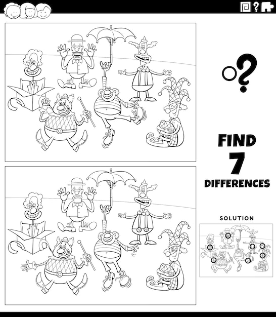 Whimsical Characters in Black and White Find the Differences | Jiffy ...