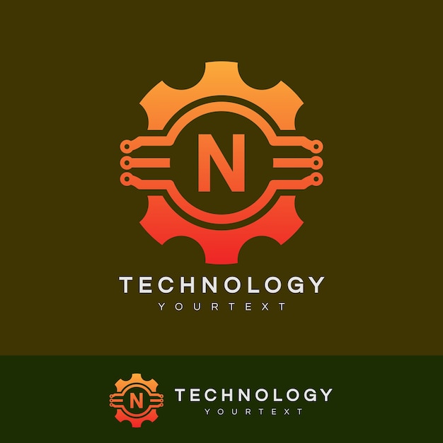Stylized Letter N Technology Logo with Gears and Wings | Jiffy Designs