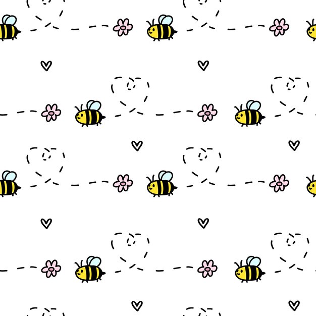 Charming Bee and Flower Pattern Illustration | Jiffy Designs