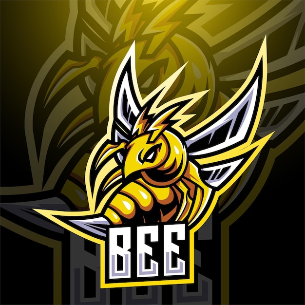 Fierce Bee Mascot Emblem with Bold Tribal Accents | Jiffy Designs