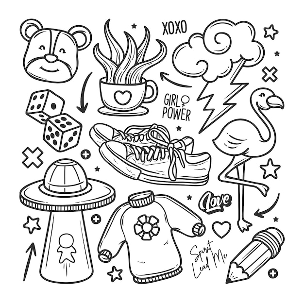 Eclectic Collection of Whimsical Doodle Art Elements | Jiffy Designs