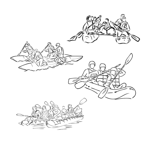 Vibrant Whitewater Rafting Adventure Illustrations | Jiffy Designs