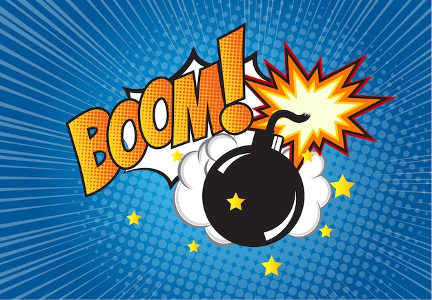 Explosive Comic Book Style Bomb with Bright Burst of Light | Jiffy Designs