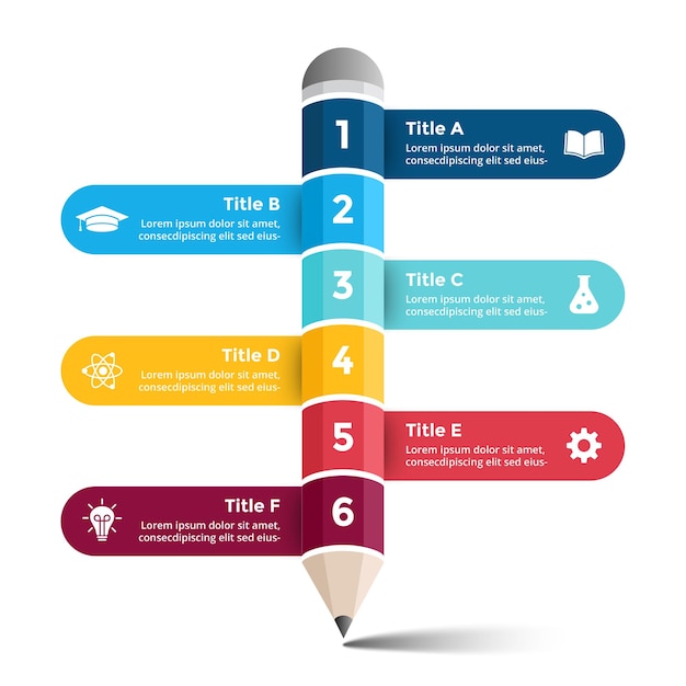 Vibrant Infographic Pencil with Colorful Informative Tabs | Jiffy Designs
