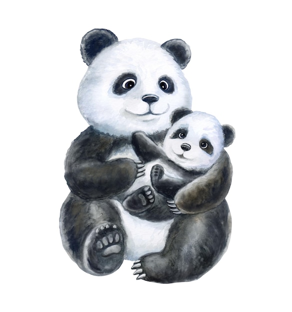 Adorable Panda Parent and Cub Embrace | Jiffy Designs