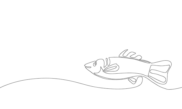 Minimalist Outline of a Whimsical Fish Swimming Underwater | Jiffy Designs