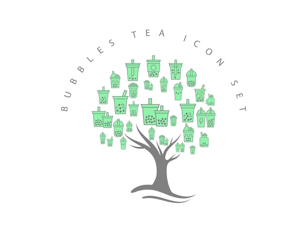 Elegant Tree of Vibrant Tea Icons Showcases Diverse Offerings | Jiffy ...