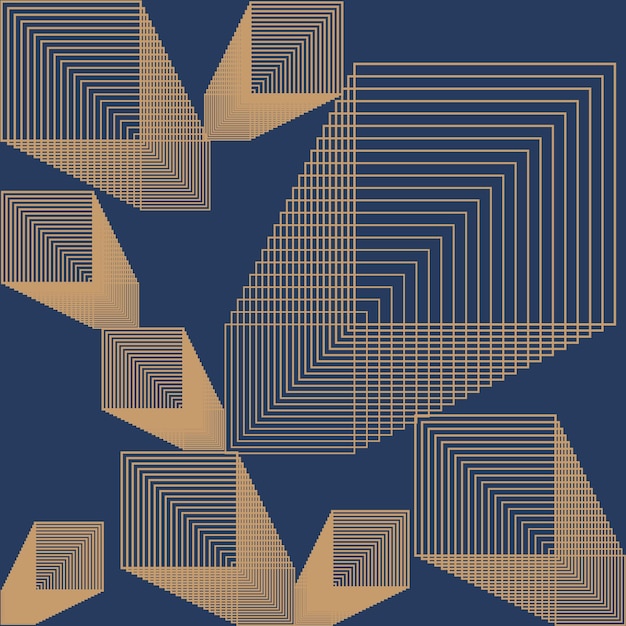 Geometric Interplay of Shapes and Lines in Navy and Gold | Jiffy Designs
