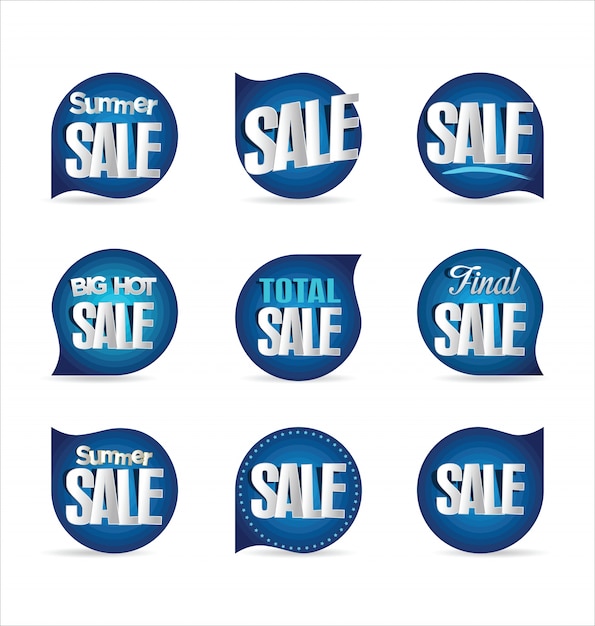 Vibrant Blue Sale Badges and Stickers Collection | Jiffy Designs