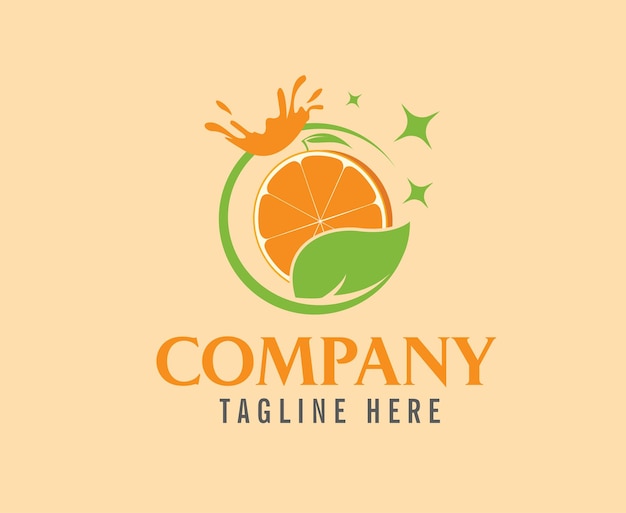 Vibrant Orange Citrus Slice with Leaf Logo Design | Jiffy Designs